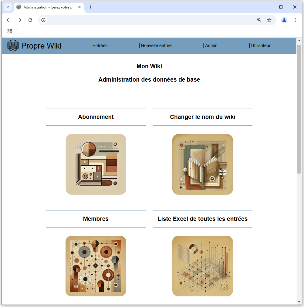 Menu des administrateurs