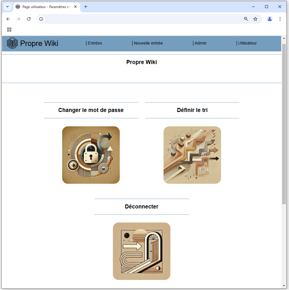 Menu utilisateur
